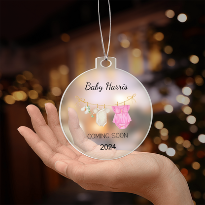 Personalized Christmas Ornament for Expectant Mom, Baby Girl Coming Soon