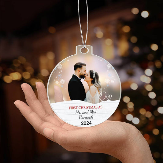 Personalized Our First Christmas as Mr. and Mrs. Acrylic Ornament