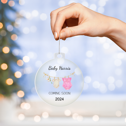 Personalized Christmas Ornament for Expectant Mom, Baby Girl Coming Soon