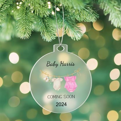 Personalized Christmas Ornament for Expectant Mom, Baby Girl Coming Soon