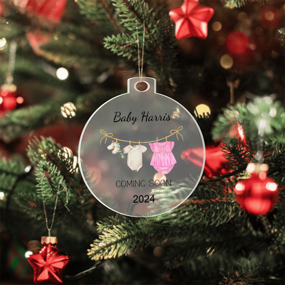 Personalized Christmas Ornament for Expectant Mom, Baby Girl Coming Soon