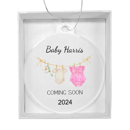 Personalized Christmas Ornament for Expectant Mom, Baby Girl Coming Soon