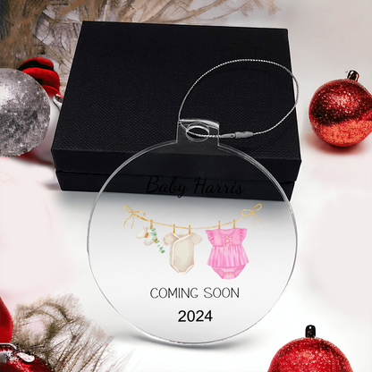 Personalized Christmas Ornament for Expectant Mom, Baby Girl Coming Soon