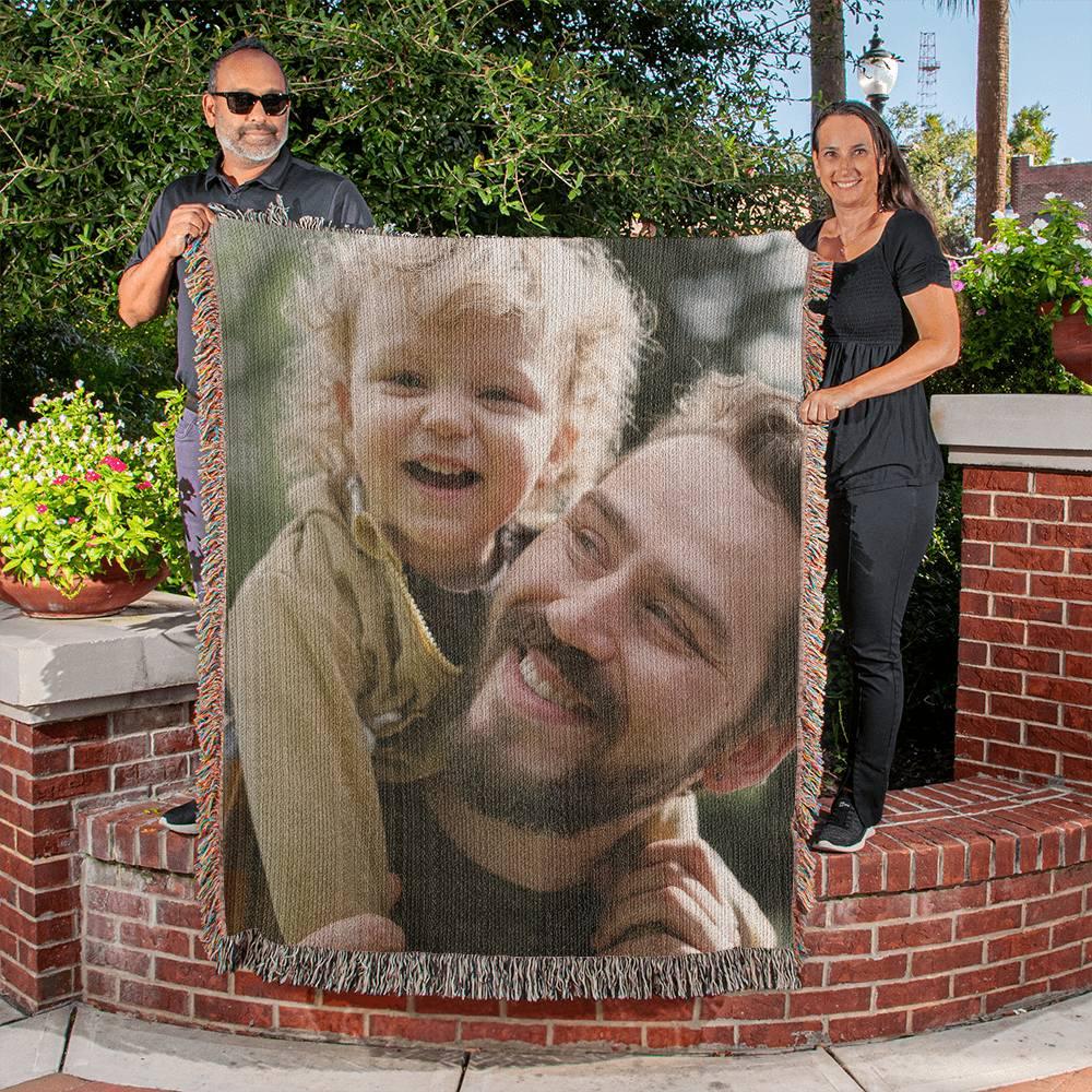 Gift for Dad Personalized Photo Upload Heirloom Blanket