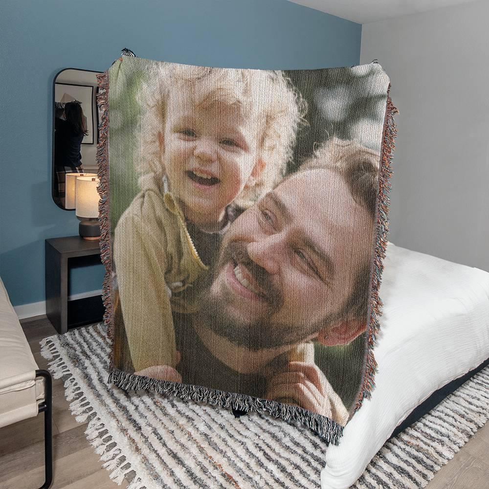 Gift for Dad Personalized Photo Upload Heirloom Blanket