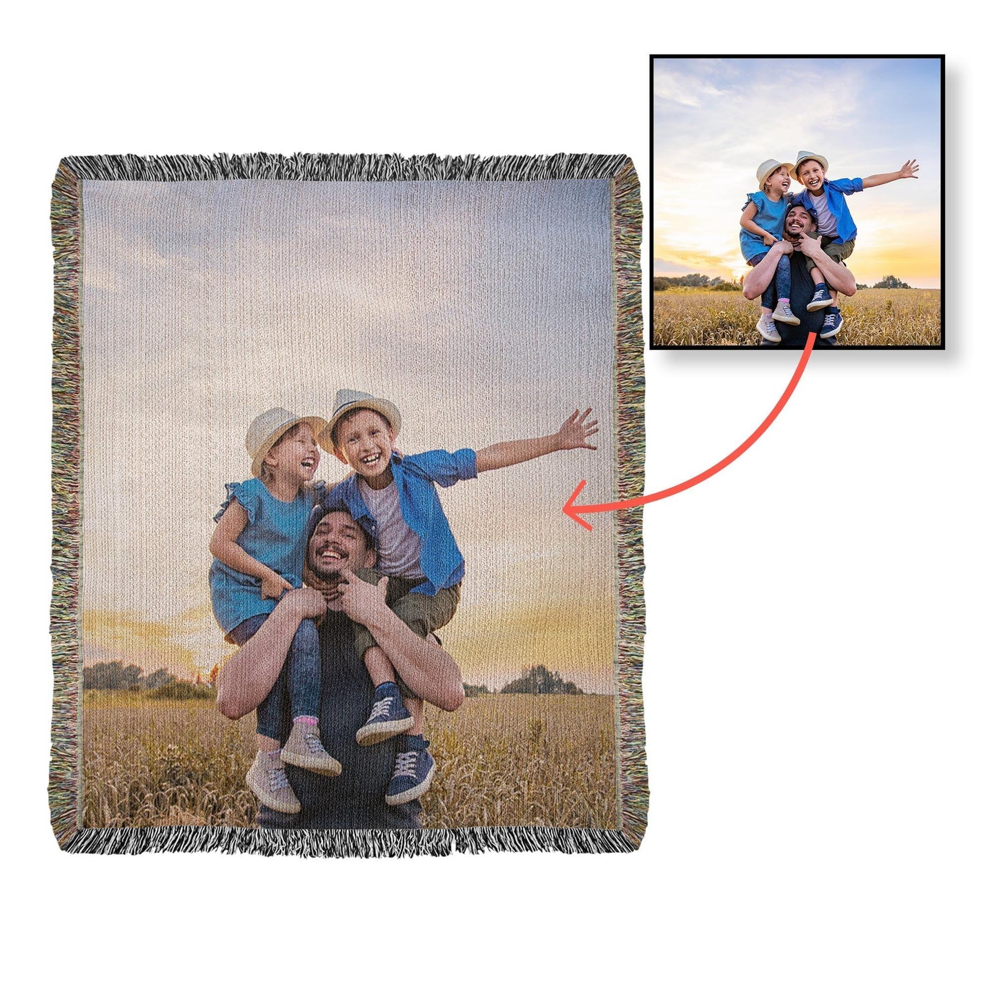 Gift for Dad Personalized Photo Upload Heirloom Blanket