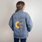 Mom Sunflower Motif Oversized Denim Jacket Mother's Day Birthday Gift for Mother