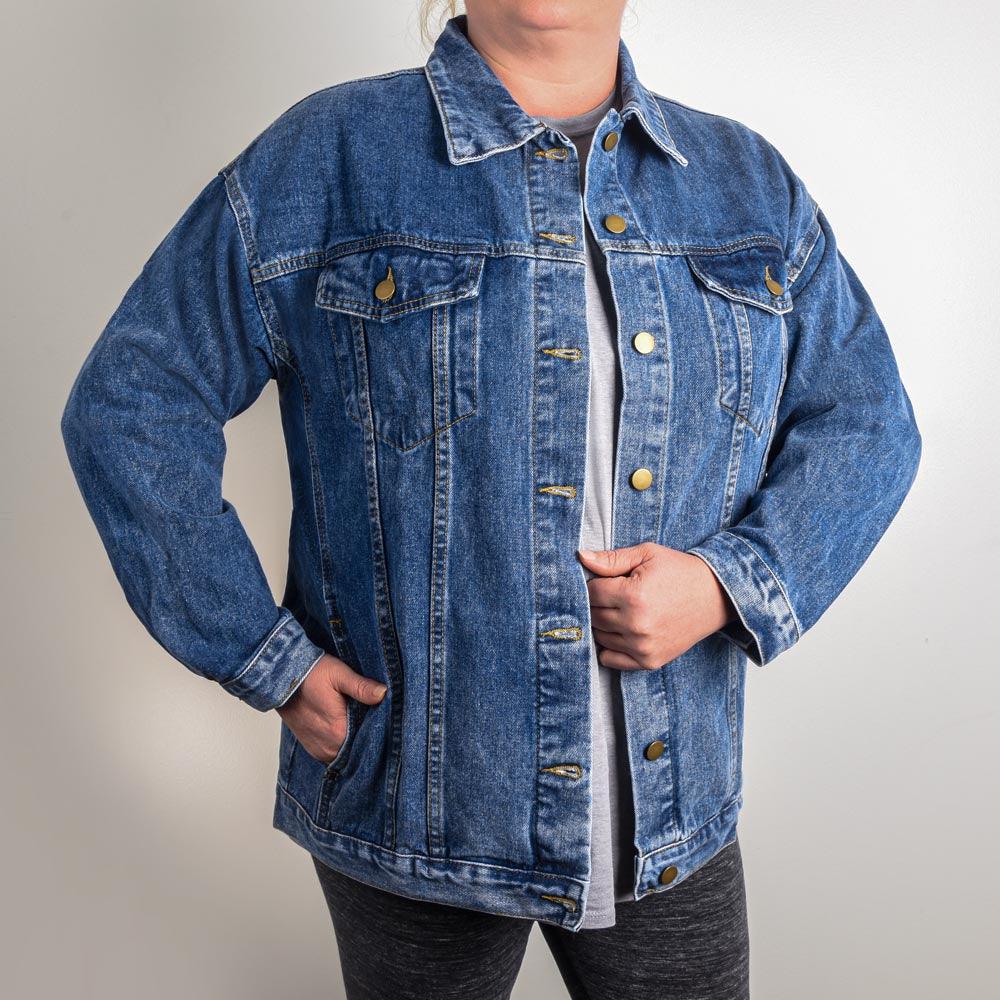 Mom Sunflower Motif Oversized Denim Jacket Mother's Day Birthday Gift for Mother