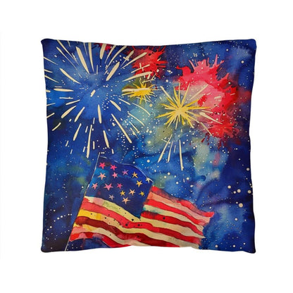 Fireworks Flag and Freedom Patriotic Indoor-Outdoor Home Decor Pillow