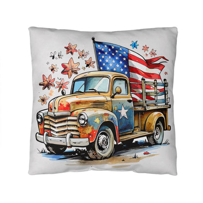 Patriotic Vintage Truck Fourth of July Home Decor Indoor-Outdoor Pillow