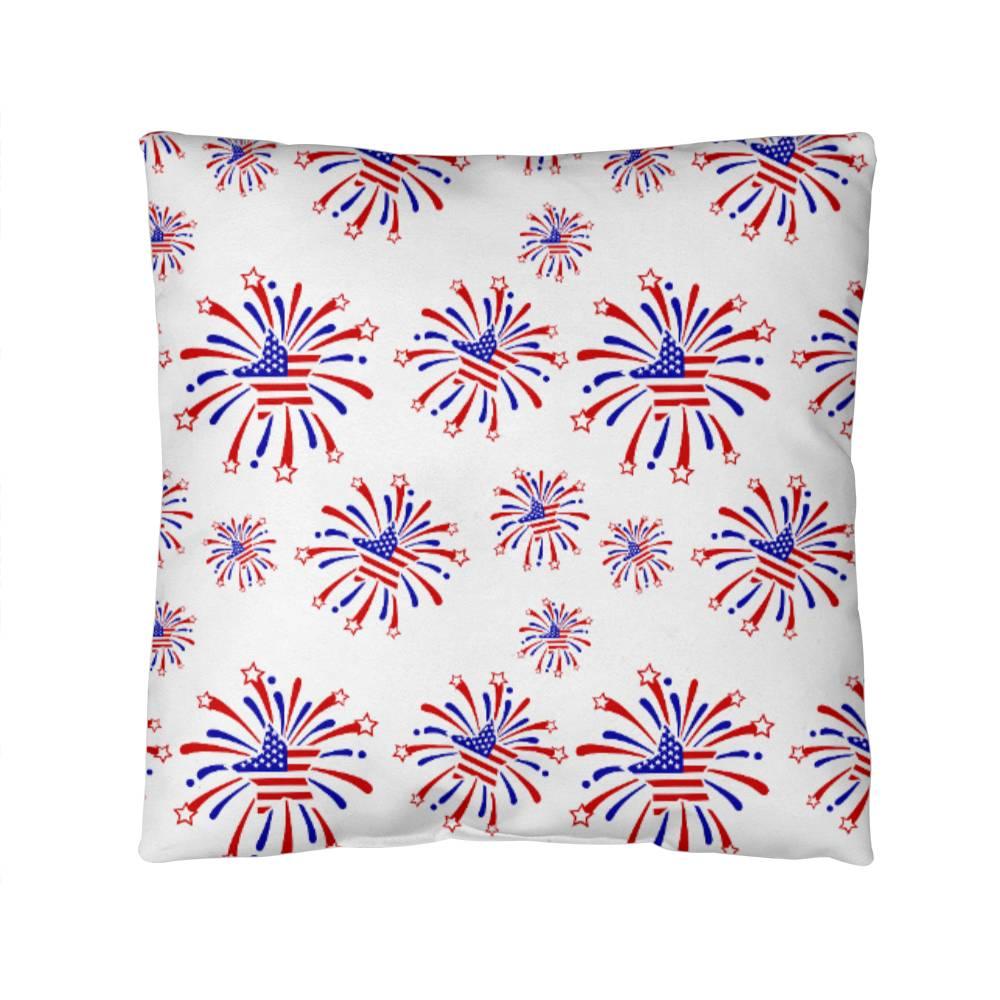 Star Red White and Blue Fireworks 4th of July Patriotic Indoor-Outdoor Pillow