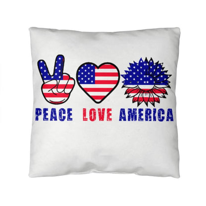 Peace Love America Patriotic Indoor-Outdoor Pillow