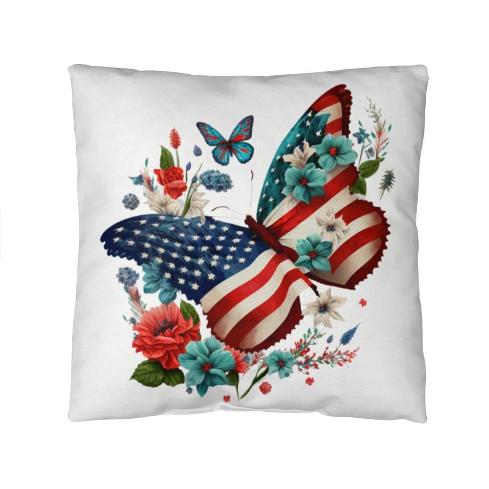 Butterfly Bouquet Patriotic Indoor-Outdoor Pillow