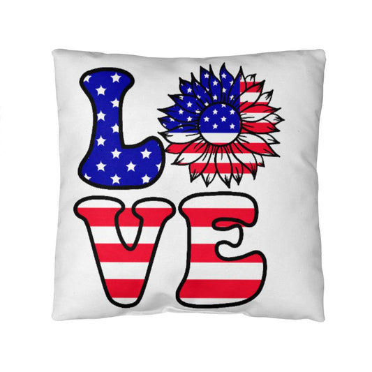 Red, White and Blue Love Patriotic Comfy Indoor-Outdoor Pillow