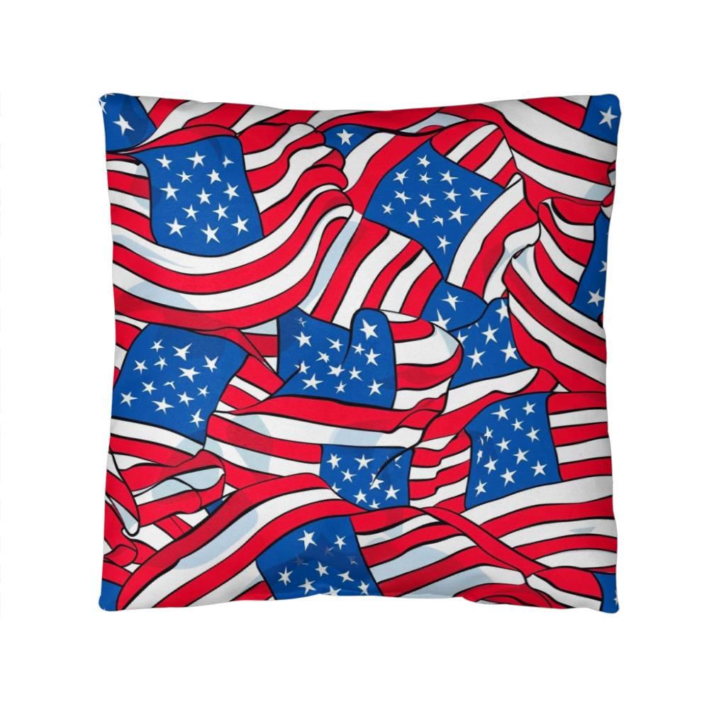 Patriotic American Flags Indoor-Outdoor Printed Pillow