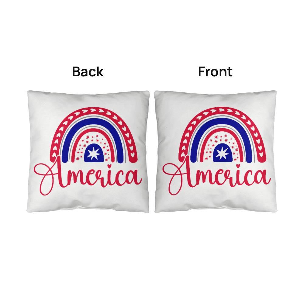 America Red White Blue Rainbow Patriotic Indoor-Outdoor Pillow