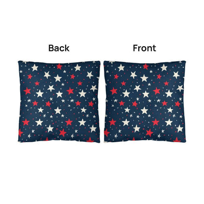 Red and White Stars on Navy Blue Patriotic Indoor-Outdoor Pillow