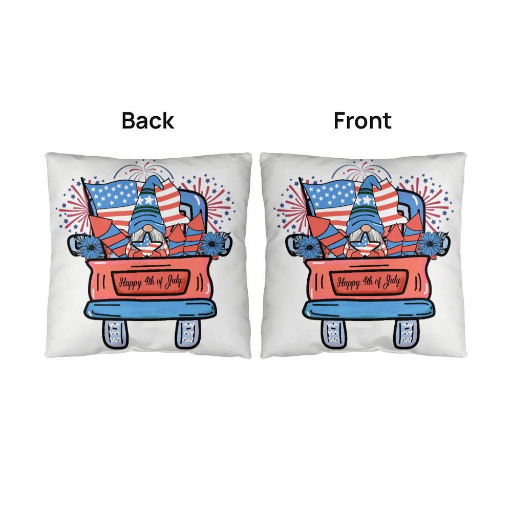 Fourth of July Gnome Parade Patriotic Indoor-Outdoor Pillow