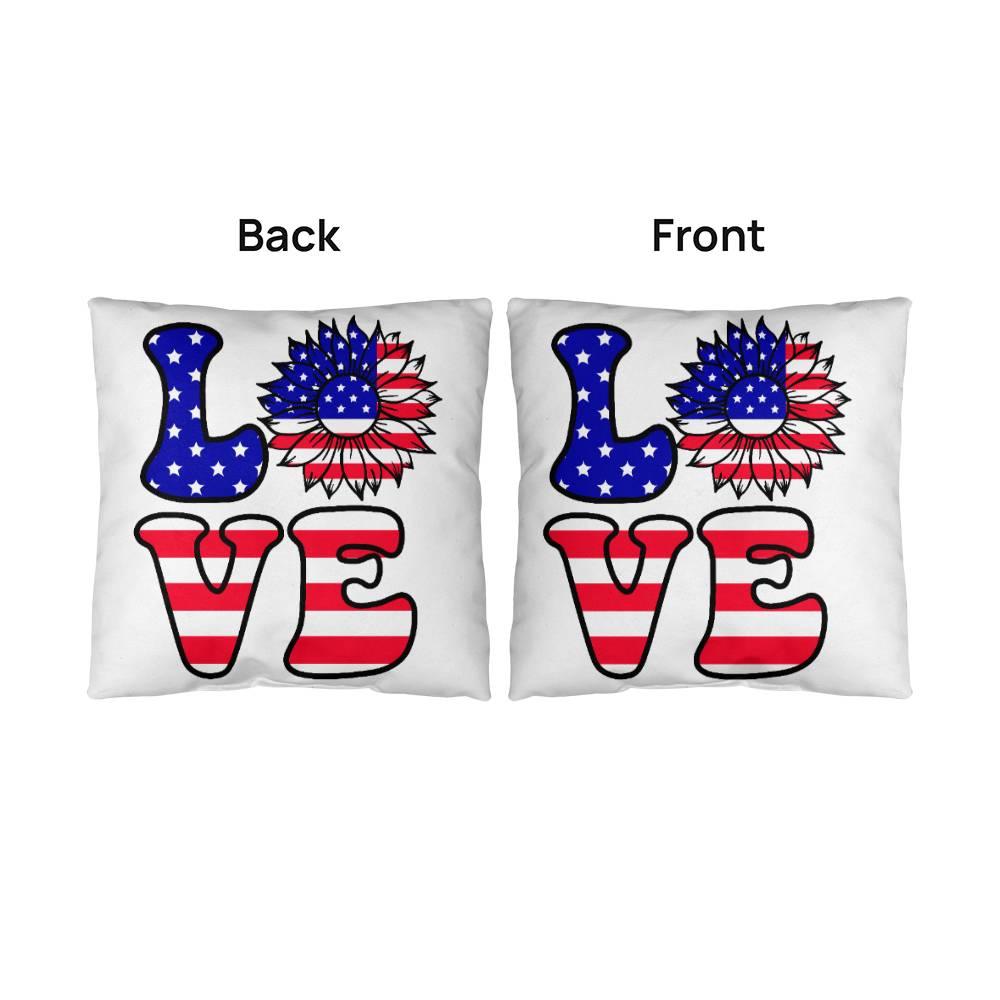 Red, White and Blue Love Patriotic Comfy Indoor-Outdoor Pillow