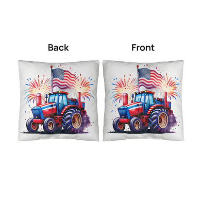 Tractor Fourth of July Parade Patriotic Indoor-Outdoor Pillow