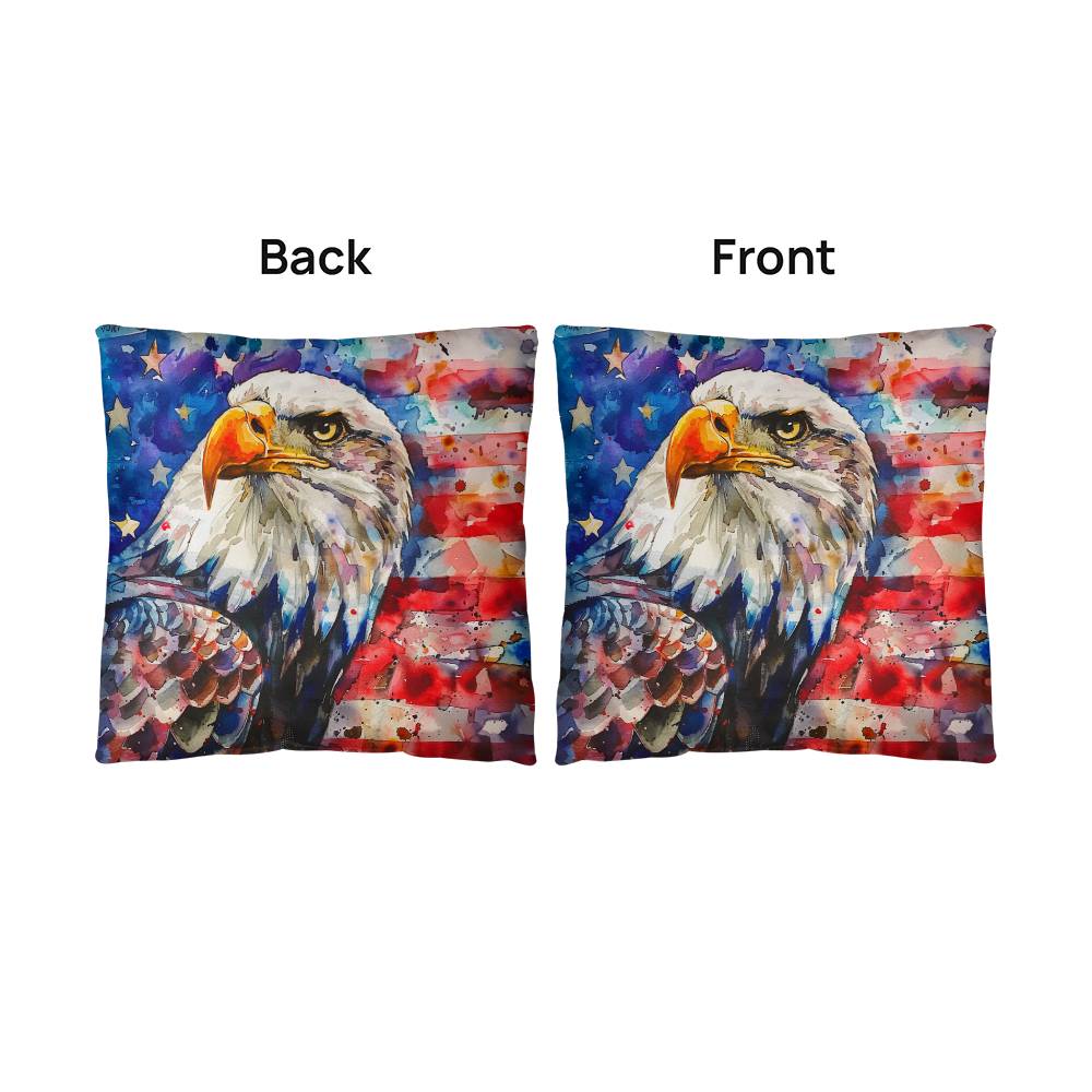 Eagle with American Flag Patriotic Indoor/Outdoor Pillow Decor