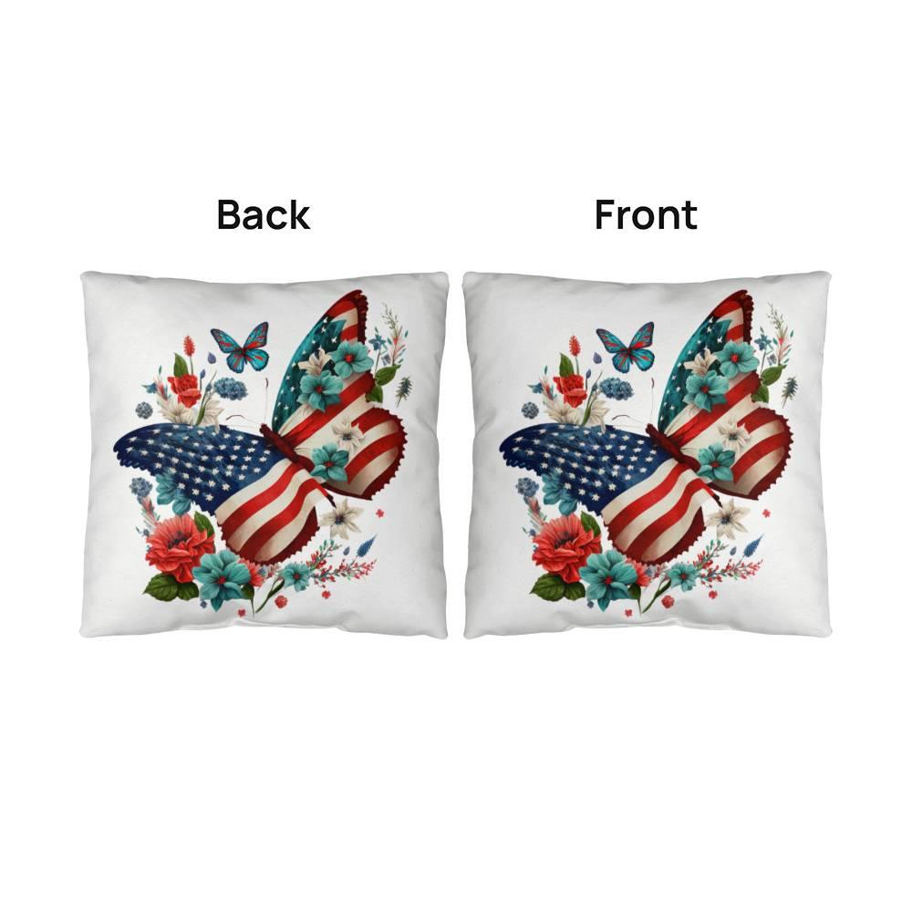 Butterfly Bouquet Patriotic Indoor-Outdoor Pillow