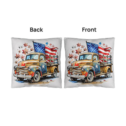 Patriotic Vintage Truck Fourth of July Home Decor Indoor-Outdoor Pillow