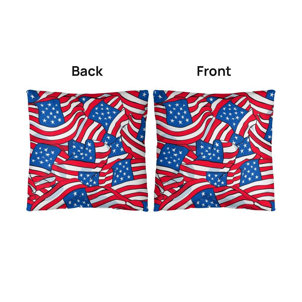 Patriotic American Flags Indoor-Outdoor Printed Pillow