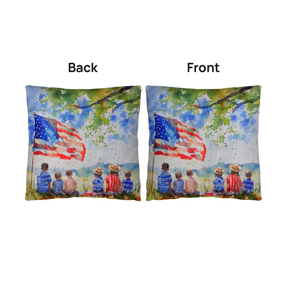 Patriotic Home Decor Waiting for Fireworks Fourth of July Indoor-Outdoor Pillow