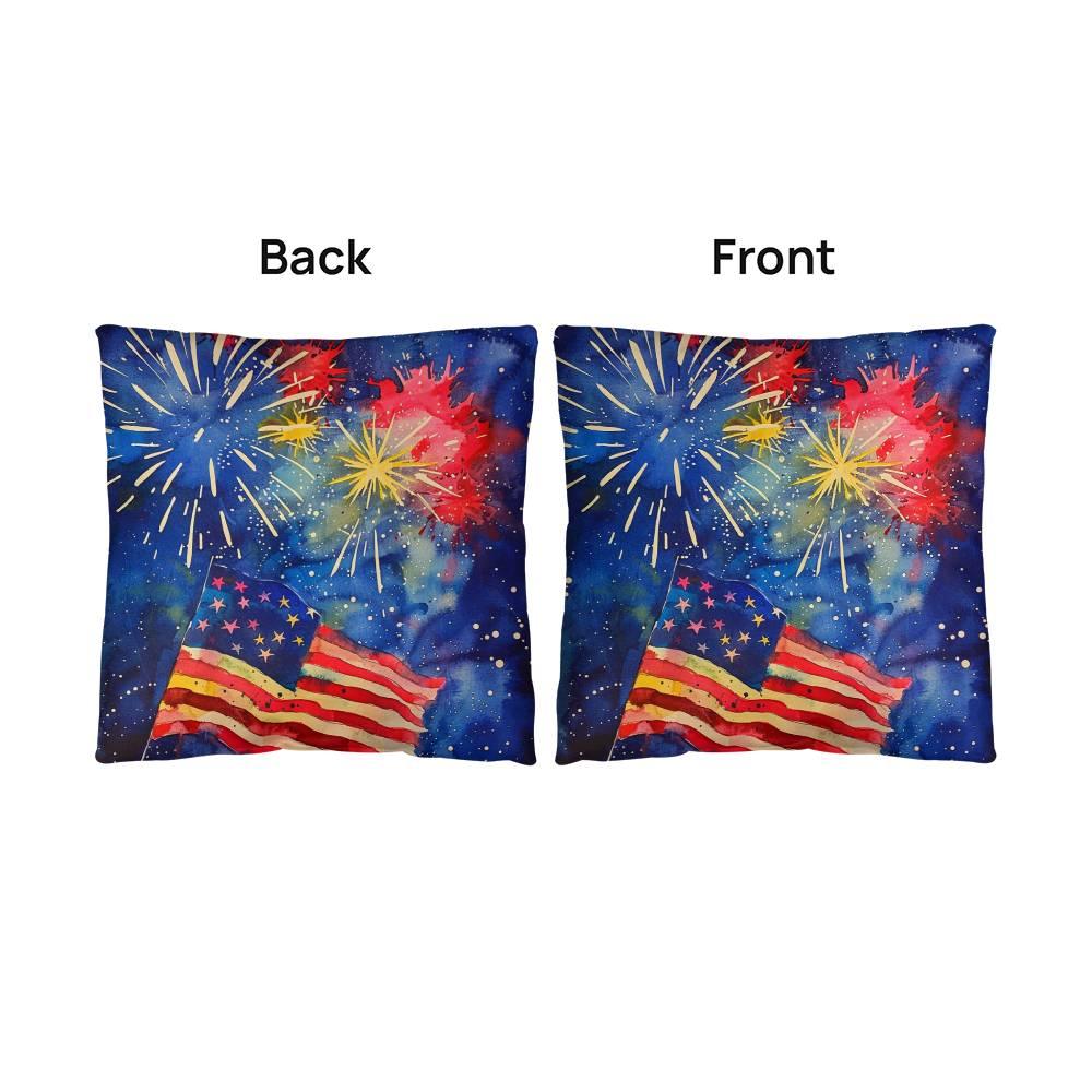 Fireworks Flag and Freedom Patriotic Indoor-Outdoor Home Decor Pillow