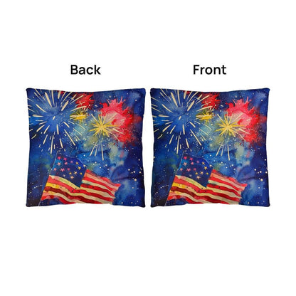 Fireworks Flag and Freedom Patriotic Indoor-Outdoor Home Decor Pillow