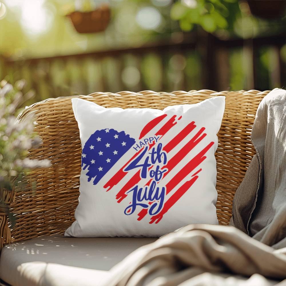 Happy 4th of July Patriotic Heart Comfy Indoor-Outdoor Pillow