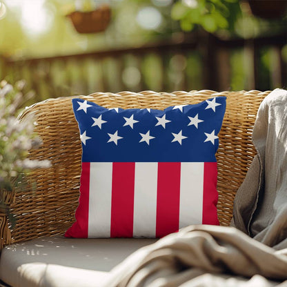 American Flag Patriotic Home Decor Indoor-Outdoor Polyester Printed Pillow