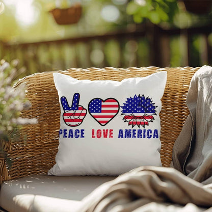 Peace Love America Patriotic Indoor-Outdoor Pillow