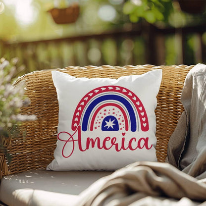 America Red White Blue Rainbow Patriotic Indoor-Outdoor Pillow