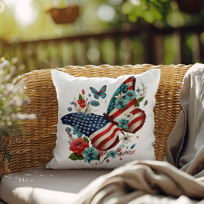 Butterfly Bouquet Patriotic Indoor-Outdoor Pillow