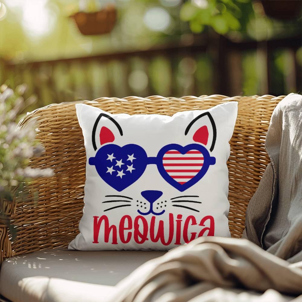 Meowica Patriotic Cat Comfy Indoor-Outdoor Pillow