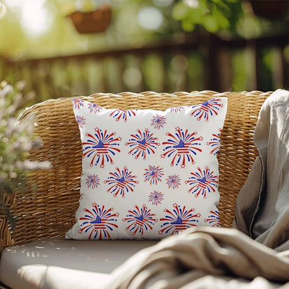 Star Red White and Blue Fireworks 4th of July Patriotic Indoor-Outdoor Pillow