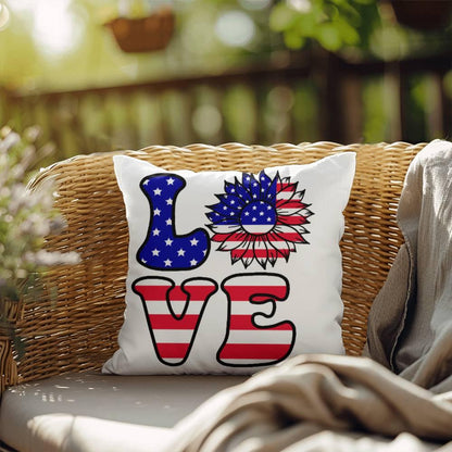 Red, White and Blue Love Patriotic Comfy Indoor-Outdoor Pillow