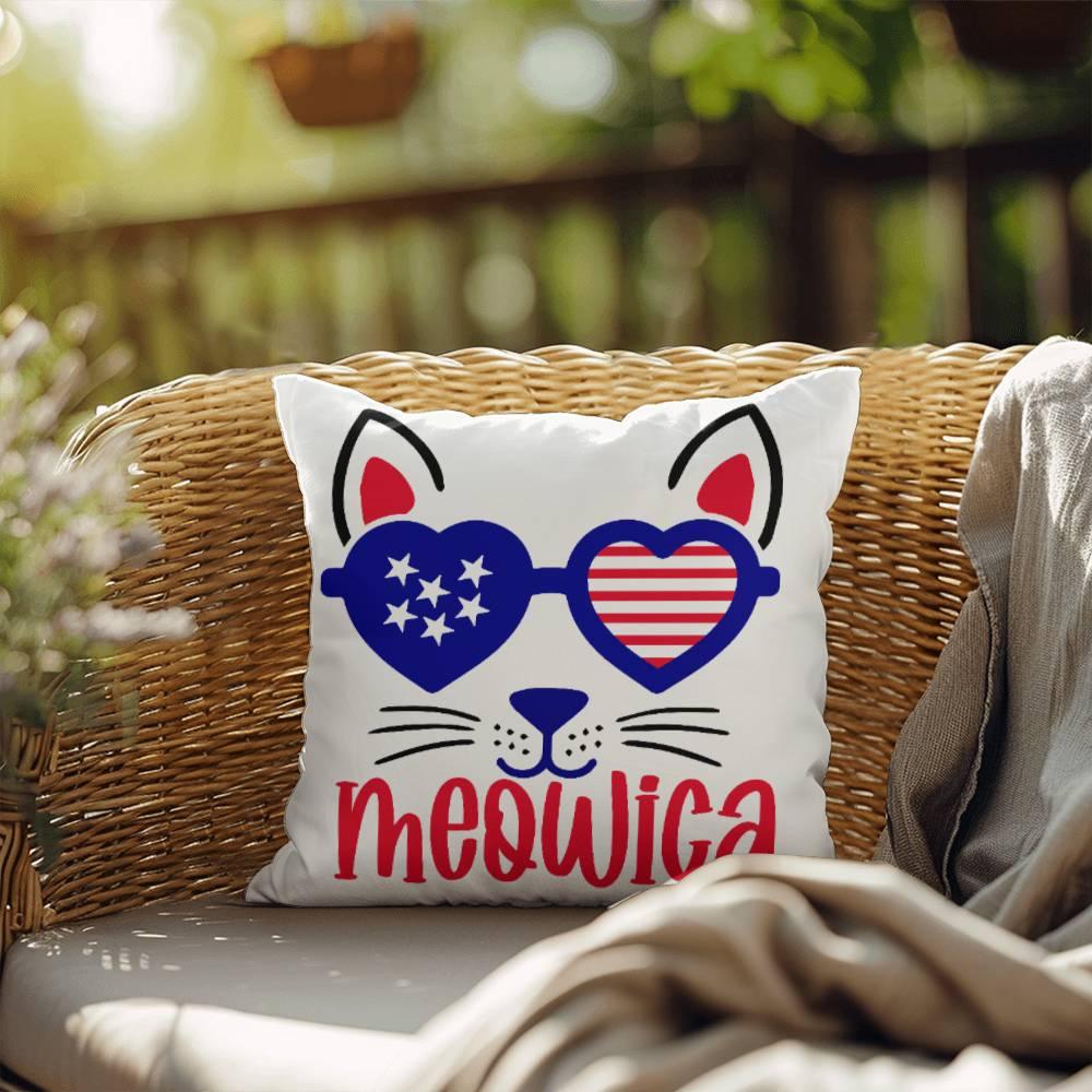 Mewoica Cat Patriotic Indoor-Outdoor Pillow