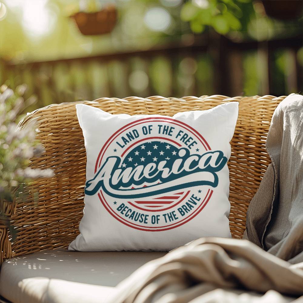 America Land of the Free Patriotic Indoor-Outdoor Pillow