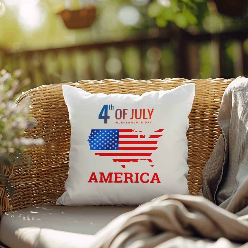 July 4th in America Patriotic Indoor-Outdoor Pillow