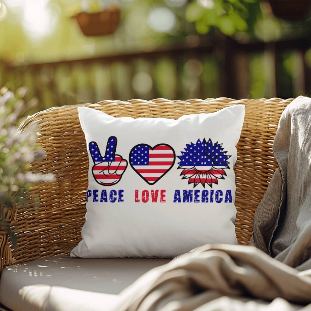 Peace Love America Comfy Indoor-Outdoor Pillow