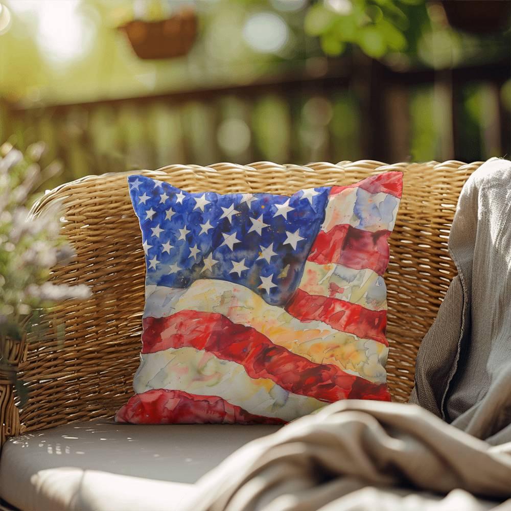 Old Glory American Flag Patriotic Indoor-Outdoor Home Decor Pillow