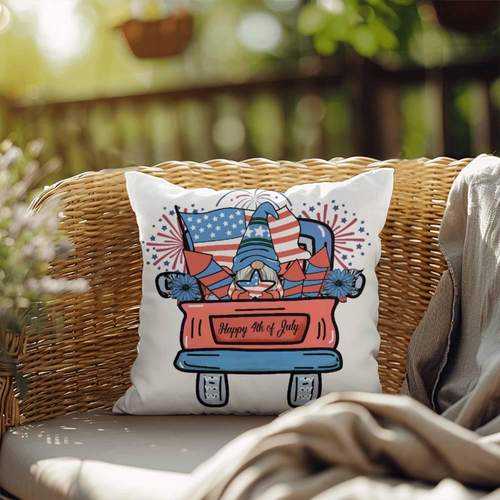 Fourth of July Gnome Parade Patriotic Indoor-Outdoor Pillow