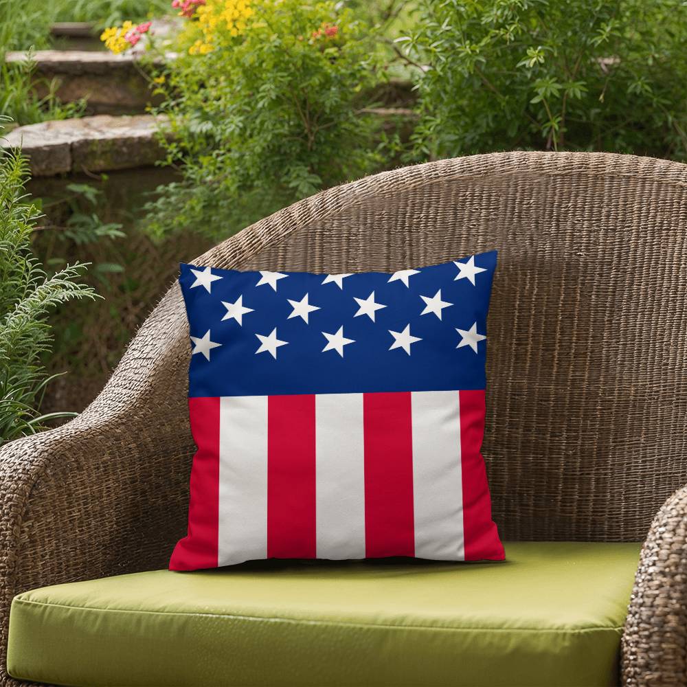 American Flag Patriotic Home Decor Indoor-Outdoor Polyester Printed Pillow