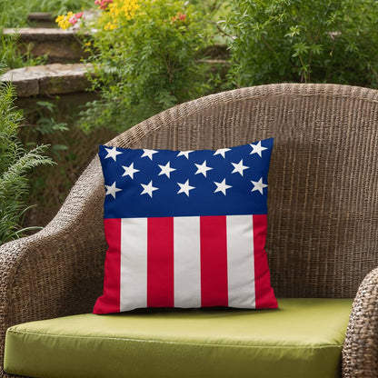 American Flag Patriotic Home Decor Indoor-Outdoor Polyester Printed Pillow