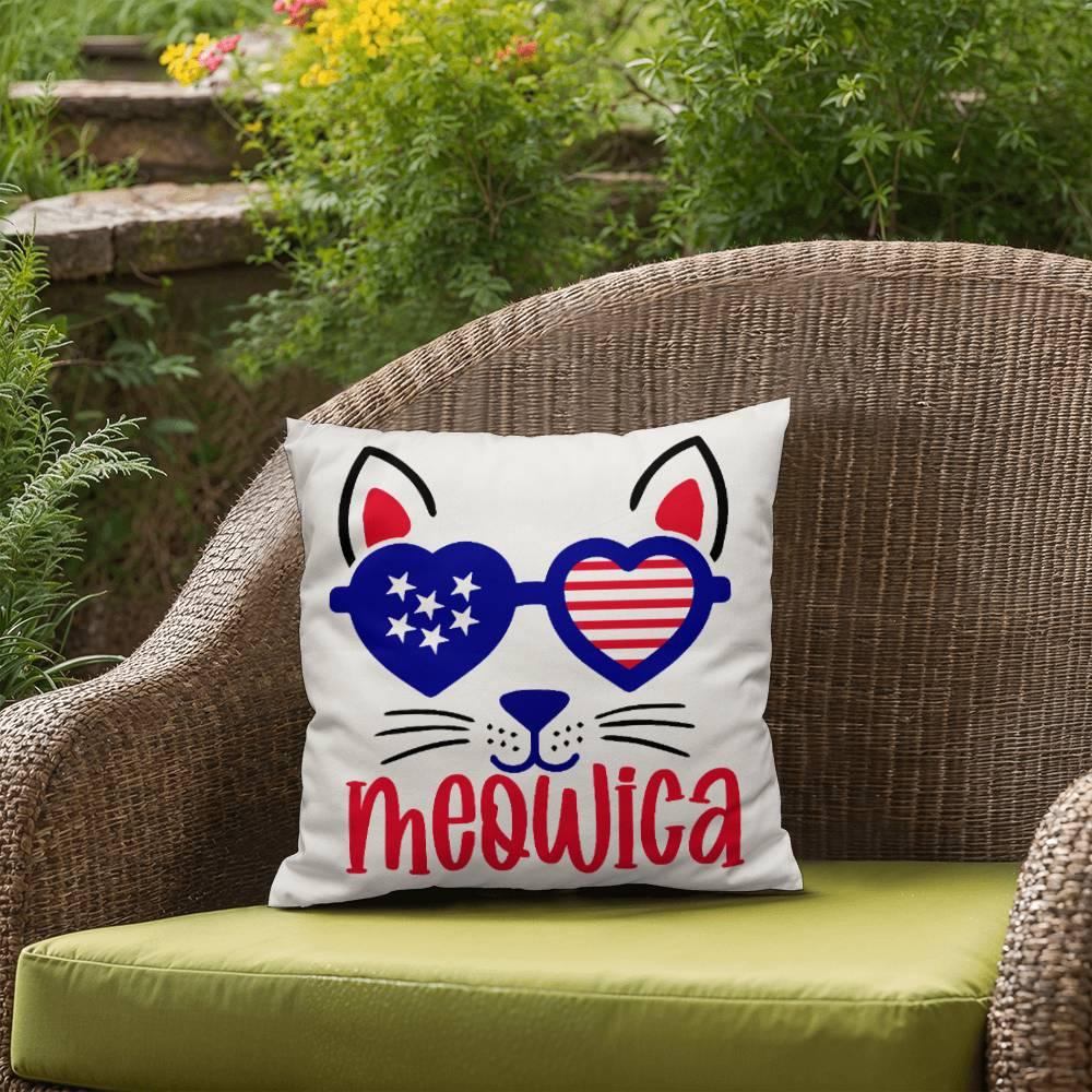 Mewoica Cat Patriotic Indoor-Outdoor Pillow