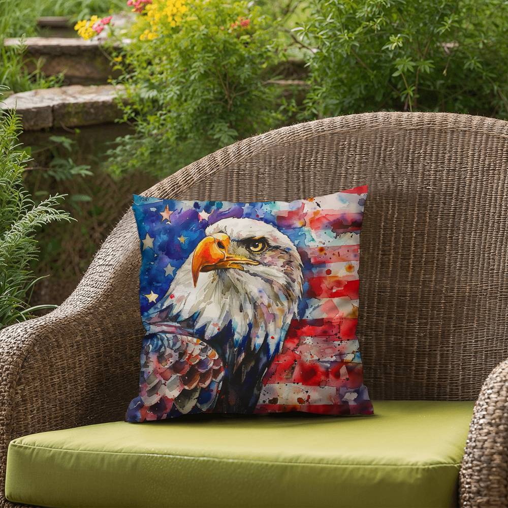 Eagle with American Flag Patriotic Indoor/Outdoor Pillow Decor