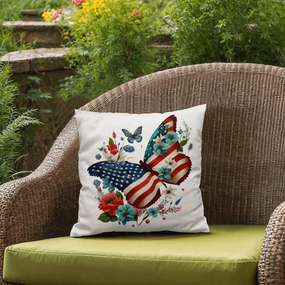 Butterfly Bouquet Patriotic Indoor-Outdoor Pillow